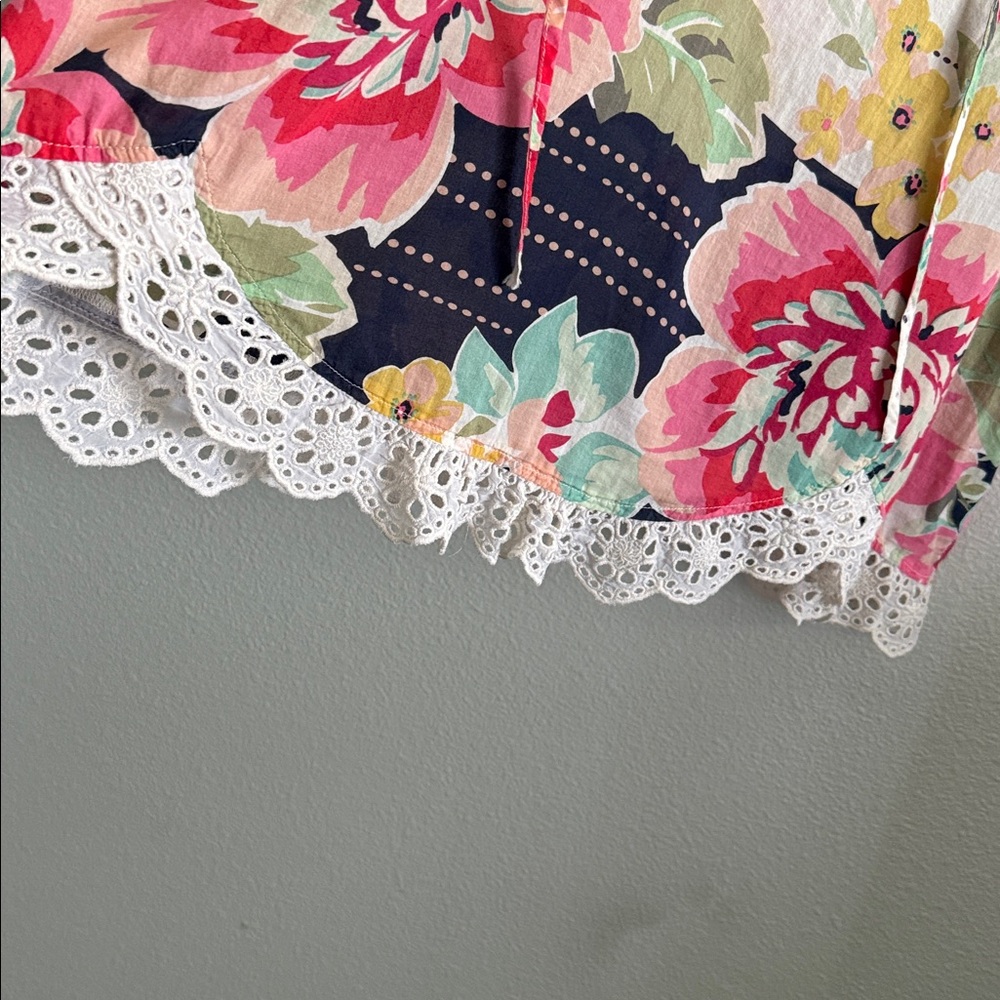 Johnny Was Floral Peasant Blouse in Pink, Yellow, Green, Navy, White - Picture 2 of 7